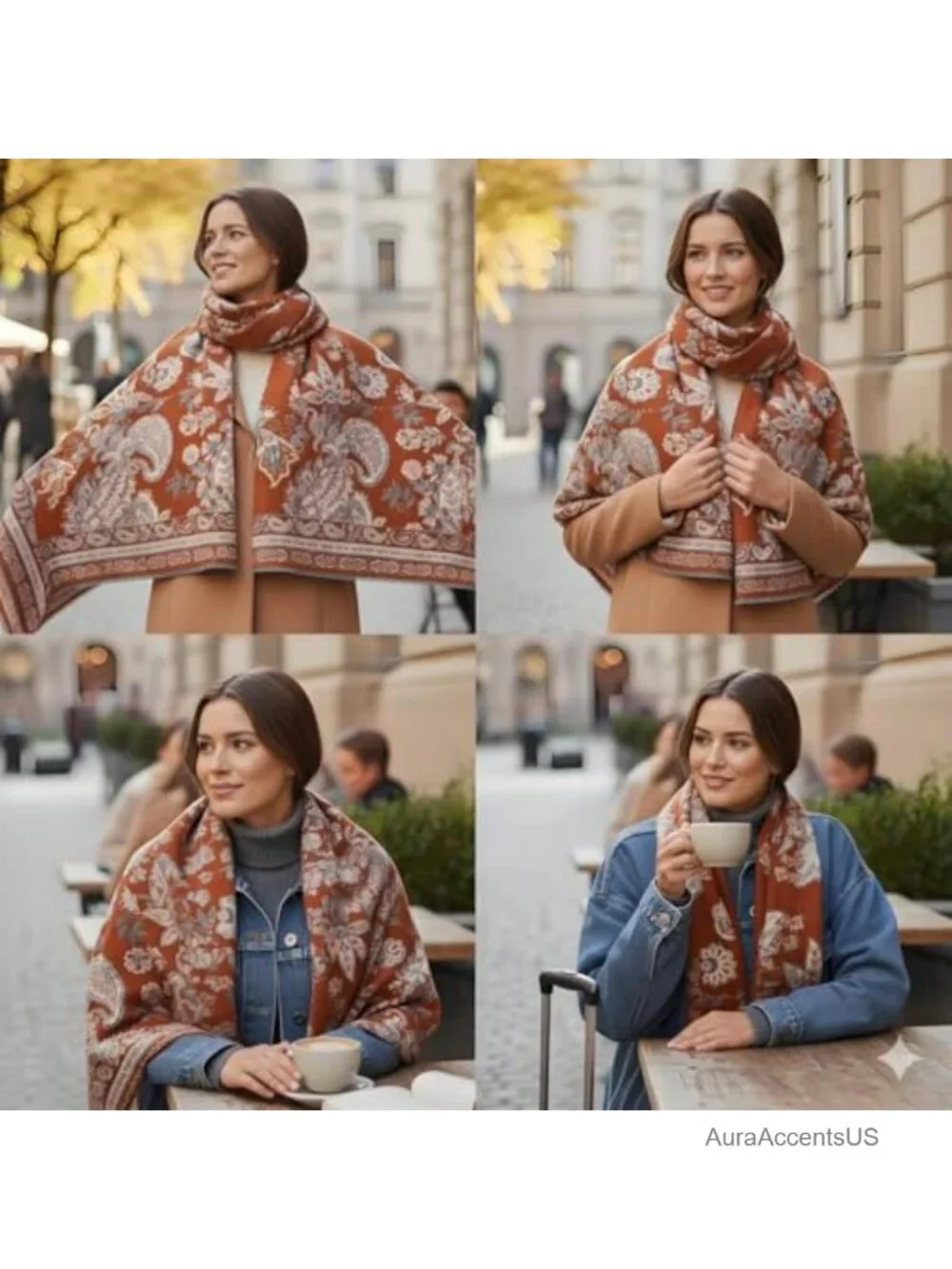 Cashmere Feel Reversible Pashmina Shawl Oversized 73x26 Winter Scarf Wrap